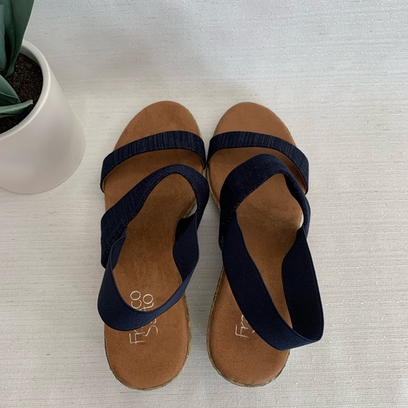Franco Sarto Irene Dark Denim Elastic Wedge Sandals Woman’s 11 - Picture 5 of 9